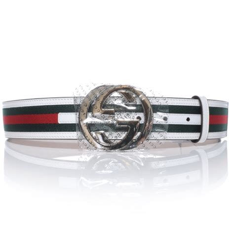 gucci leather web gg belt 85 34 white|More.